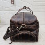 Handcrafted Brown Leather Duffle Bag – Vintage Full-Grain Leather Weekender