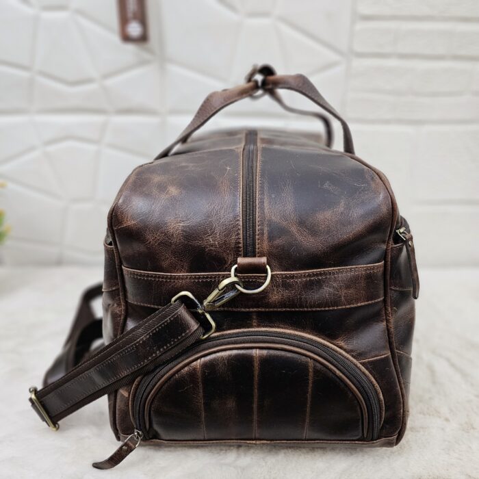 Handcrafted Brown Leather Duffle Bag – Vintage Full-Grain Leather Weekender