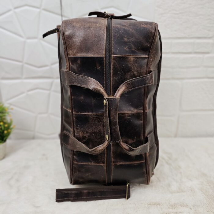 Handcrafted Brown Leather Duffle Bag – Vintage Full-Grain Leather Weekender