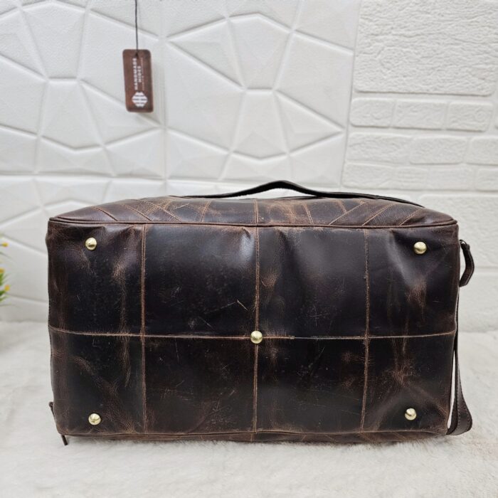 Handcrafted Brown Leather Duffle Bag – Vintage Full-Grain Leather Weekender