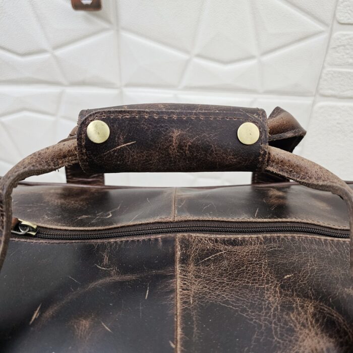 Handcrafted Brown Leather Duffle Bag – Vintage Full-Grain Leather Weekender
