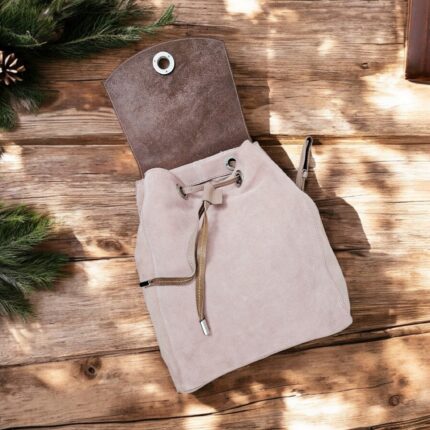 Handcrafted Peach Leather Crossbody Bag – Genuine Leather, Spacious and Stylish