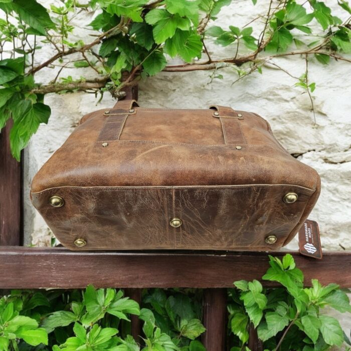 Vintage Brown Leather Duffle Bag – Handcrafted Full-Grain Weekender for Travel and Gym