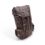 Handcrafted dark brown leather backpack