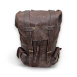 Handcrafted dark brown leather backpack