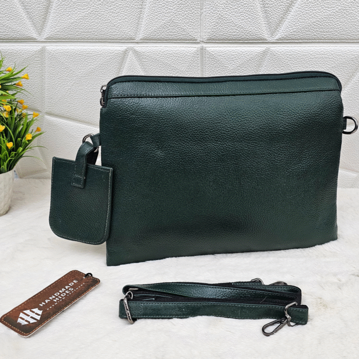Handmade leather tablet sleeve in brown with strap