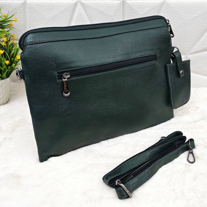 Handmade leather tablet sleeve in brown with strap
